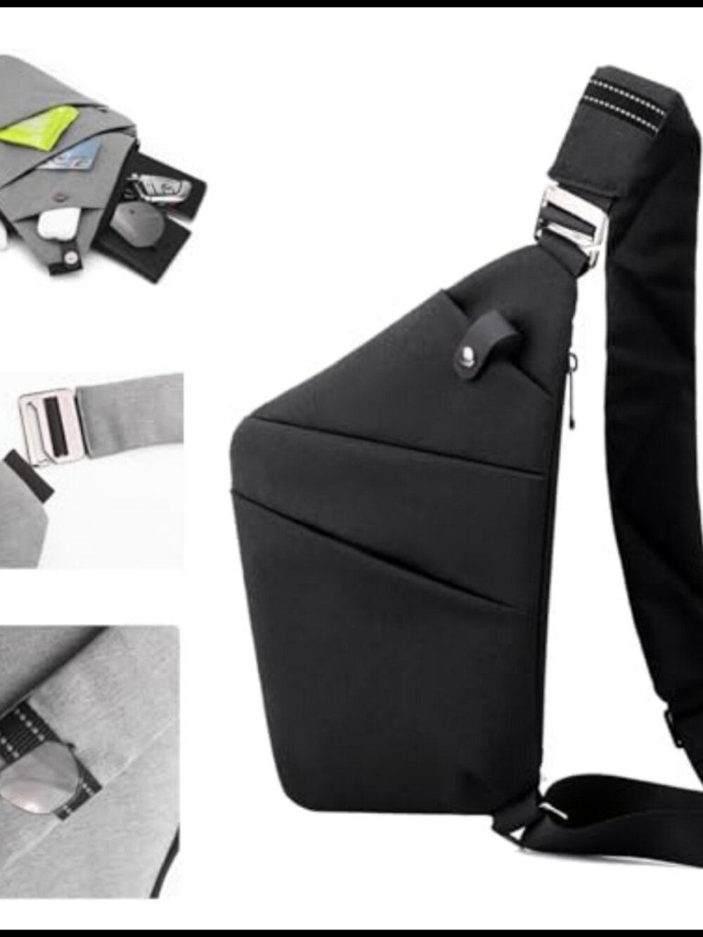Anti Theft Crossbody Travel Bag Waterproof Slim Sling Purse Unisex